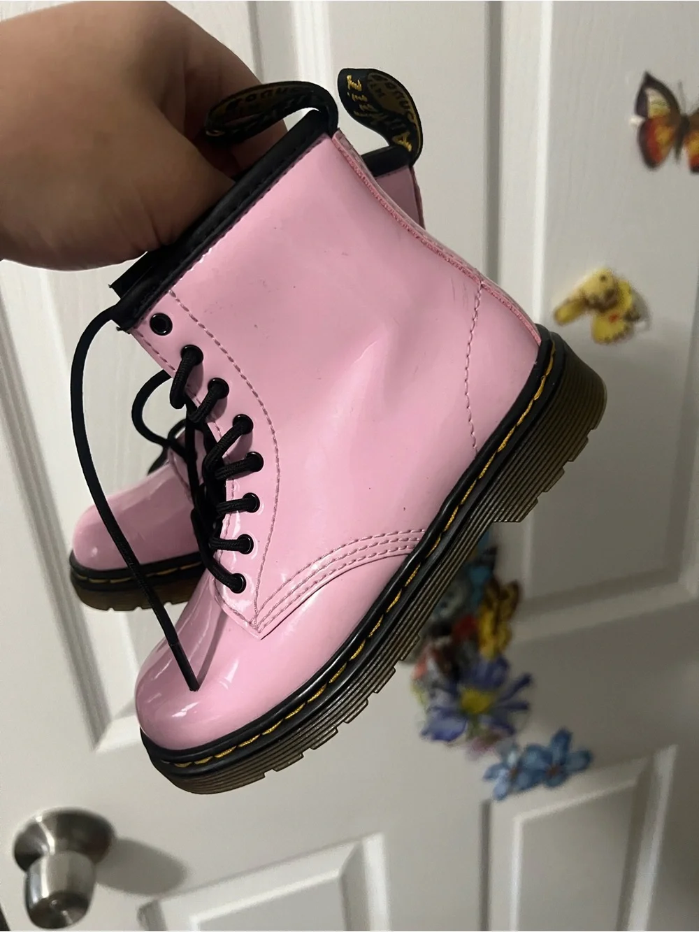 EUC Doc Marten Little Girls Pink Lace-Up Combat Boot (size10)